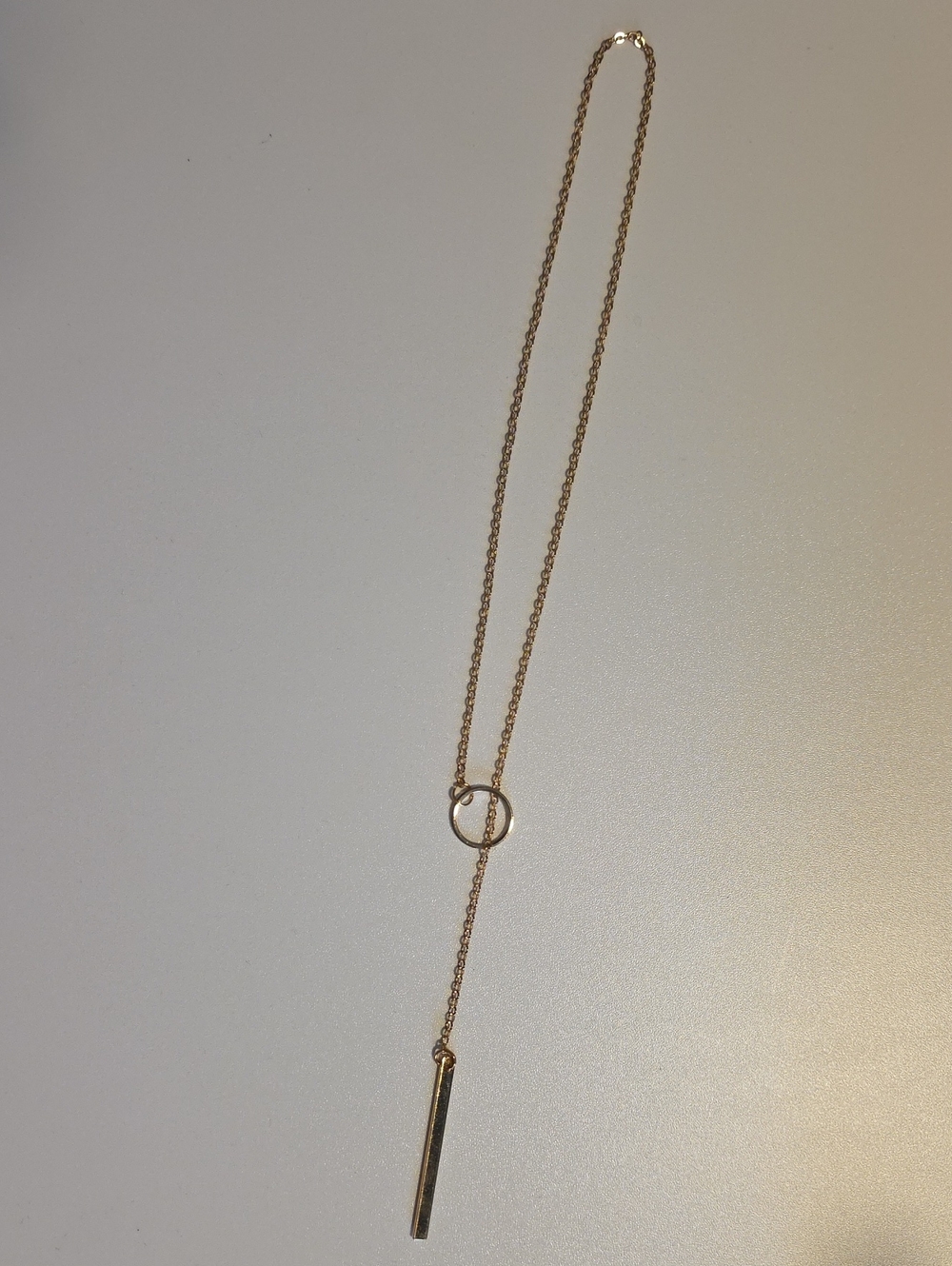 Gold Drop Circle & Bar Necklace - Women